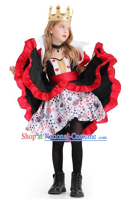 Top Halloween Children Costume Cosplay Red Queen Dress Christmas Stage Performance Clothing