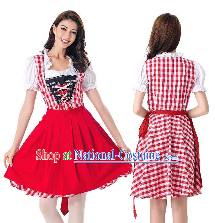 Traditional Bavarian Clothing German Beer Girl Red Dress European Munich Stage Performance Costume