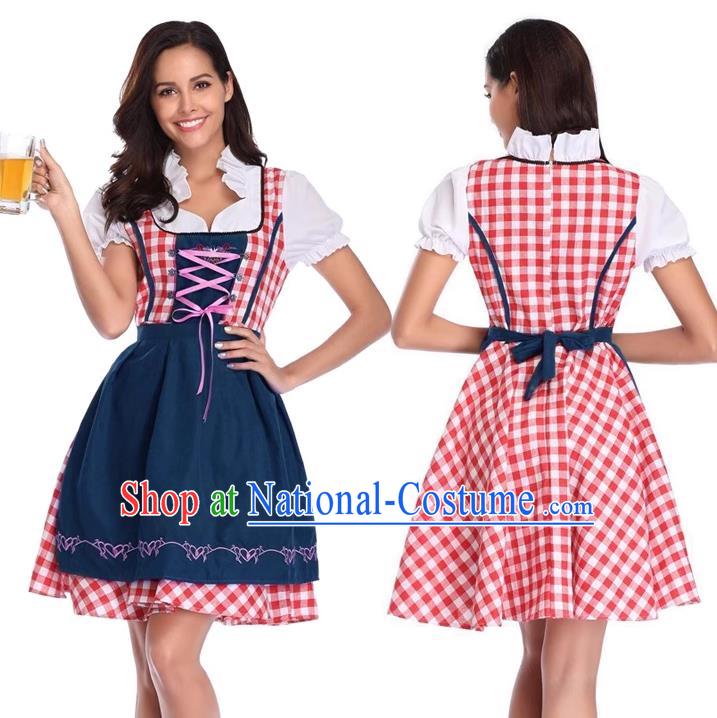 German Beer Waitress Blue Dress European Munich Stage Performance Costume Traditional Bavarian Clothing