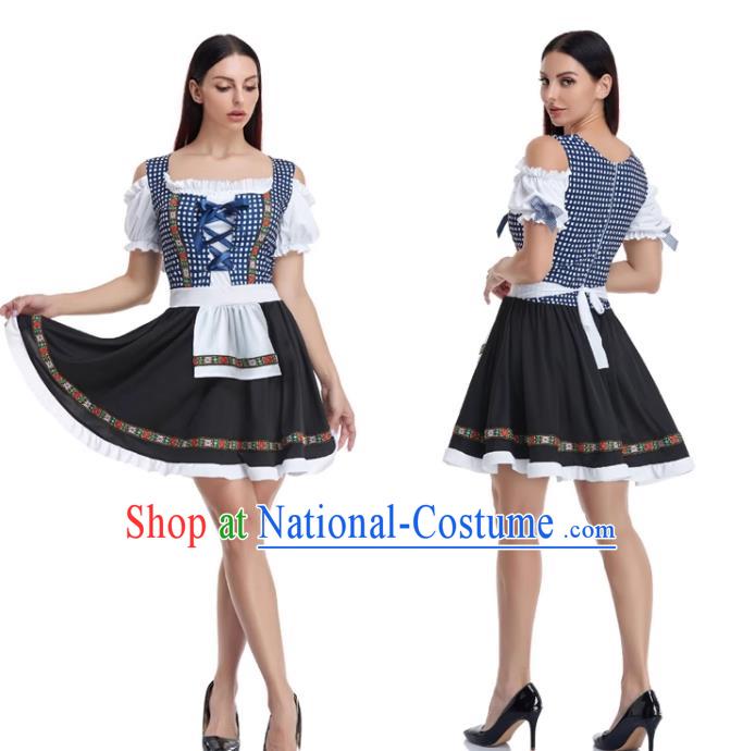 Traditional Bavarian Clothing German Beer Waitress Brown Dress European Munich Stage Performance Costume