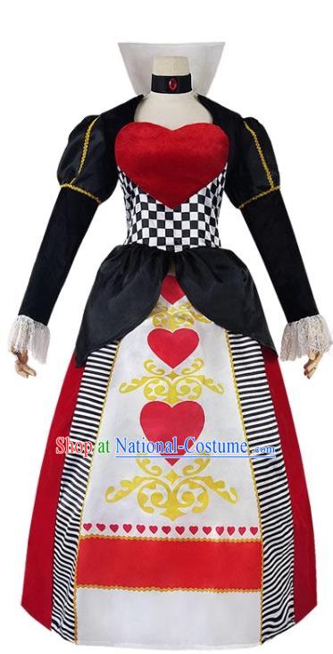 Christmas Stage Performance Costume European Retro Clothing Top England Red Queen Playing Cards Dress