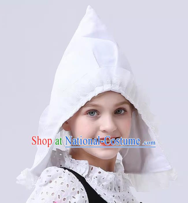 Christmas Stage Performance Hat Netherlands Children Headwear Western European Traditional White Pointy Hat