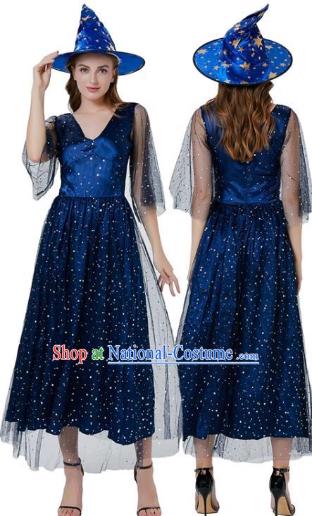 Halloween Party Vampire Clothing Cosplay Witch Blue Dress Christmas Drama Performance Costume