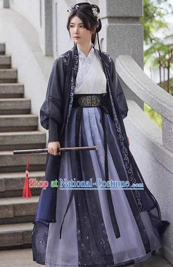 China Ancient Swordsman Costumes Song Dynasty Young Hero Hanfu Large Size Waist Length Design Clothing