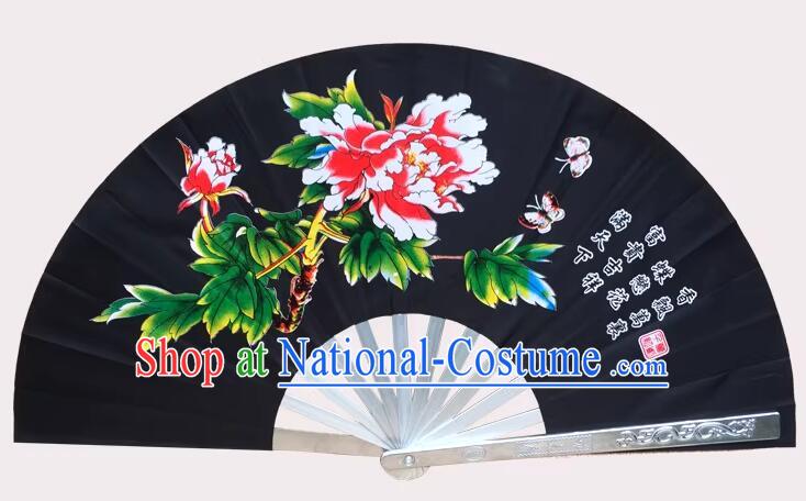 Top Kung Fu Fan Stage Performance Stainless Metal Fan Tai Chi Dance Fan