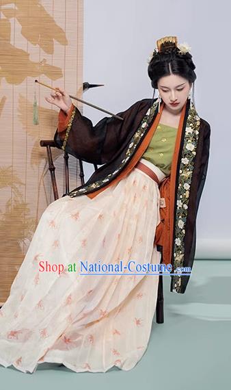 China Ancient Song Dynasty Young Lady Dress Costumes Traditional Hanfu Complete Set