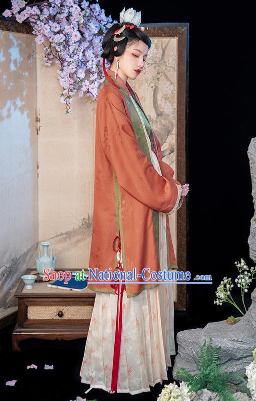 China Song Dynasty Noble Lady Costumes Red Cape Top and Skirt Traditional Hanfu Dress Ancient Princess Clothing Complete Set