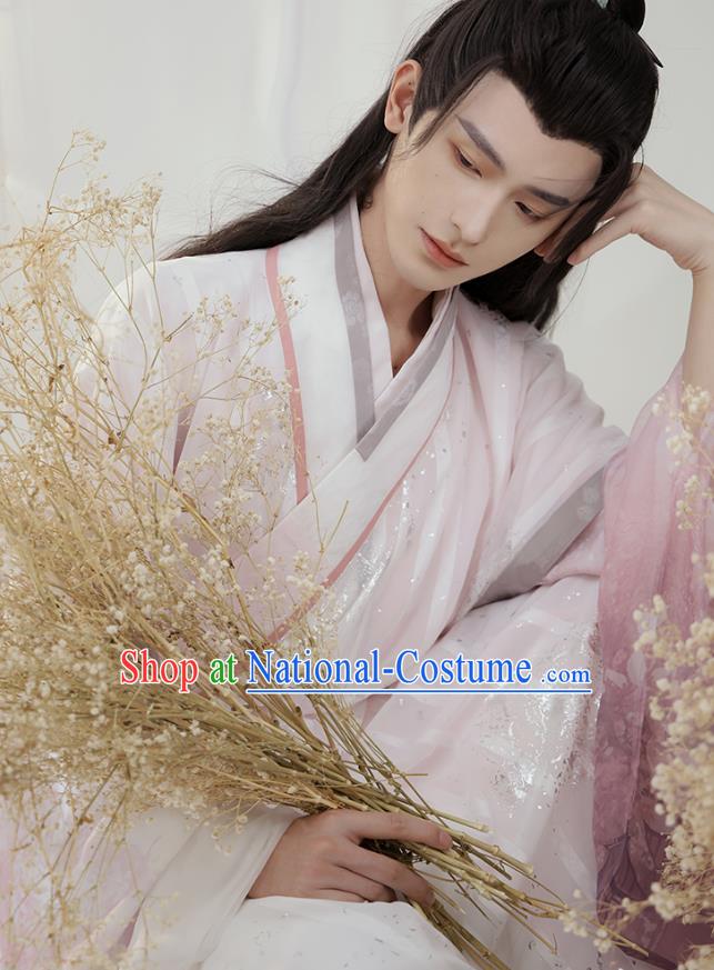 China Ancient Scholar Costumes Male Traditional Hanfu Da Hu Outfit Ming Dynasty Young Childe Clothing