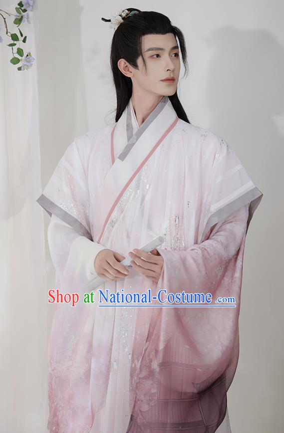 China Ancient Scholar Costumes Male Traditional Hanfu Da Hu Outfit Ming Dynasty Young Childe Clothing