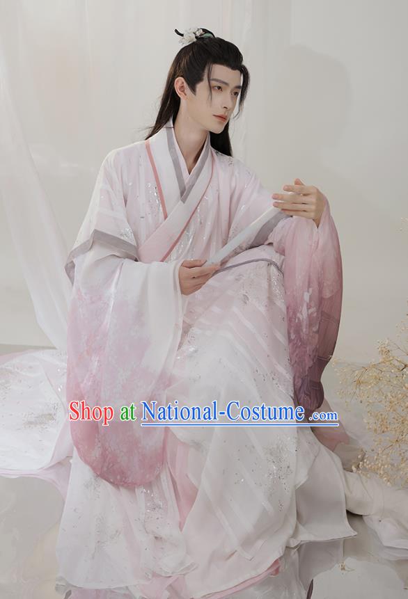 China Ancient Scholar Costumes Male Traditional Hanfu Da Hu Outfit Ming Dynasty Young Childe Clothing