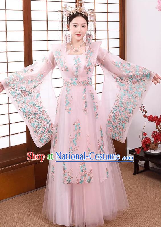 China Ancient Imperial Consort Costume Tang Dynasty Empress Clothing Pink Hanfu Dress