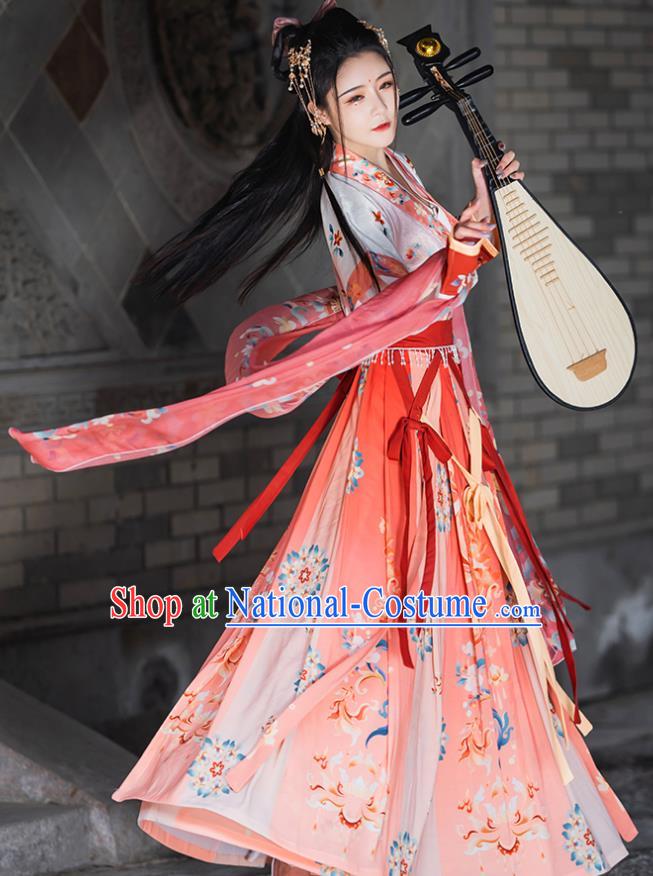 China Ancient Fairy Clothing Tang Dynasty Princess Replica Costume Hanfu Beizi and Ruqun Complete Set