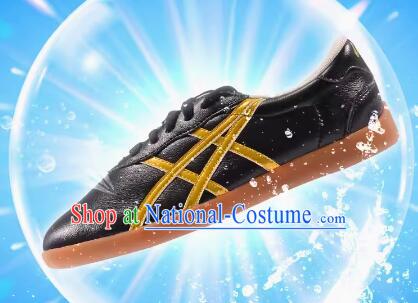 Top Tai Chi Shoes Chinese Kung Fu Shoes Martial Arts Competition Shoes Black Leather Shoes