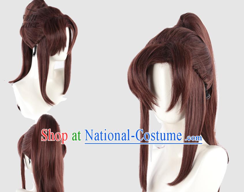 Sailor Moon Makoto Kino Cosplay Wig Mixed Brown Single Ponytail Full Head Cover