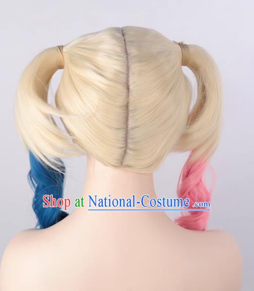 Harley Quinn Micro Curly Double Braid Pink Blue Harley Quinn Non Mainstream Wig