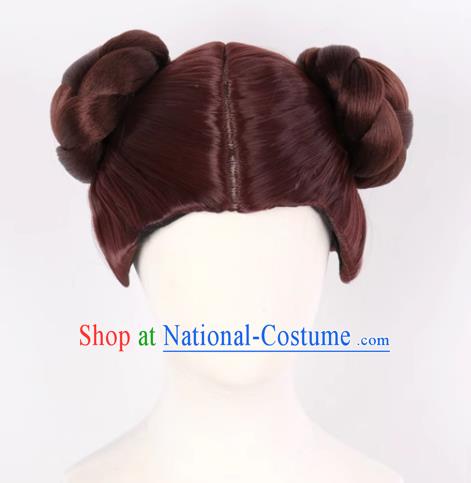 Brown Fitted Bun Style Cosplay Wig