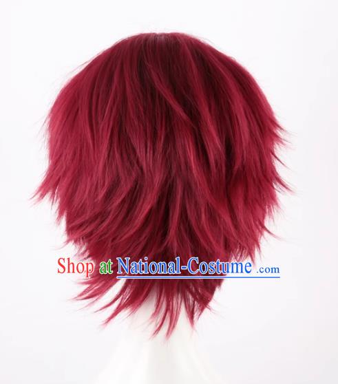 Wig Male Short Hair Shot Cos Anime Amagi Rinone Handsome Wine Red