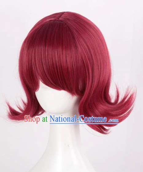 Arknights Ark Angel Burgundy Reversed Short Hair Cosplay Anime Full Wig