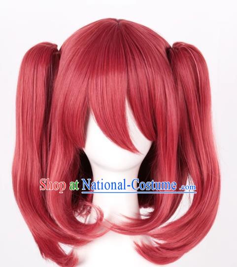 Kurosawa Ruby Water Ball Aqours Small Tiger Mouth Clip Mixed Dark Red Cosplay Anime Wig