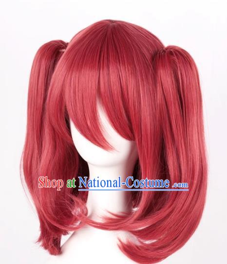 Kurosawa Ruby Water Ball Aqours Small Tiger Mouth Clip Mixed Dark Red Cosplay Anime Wig