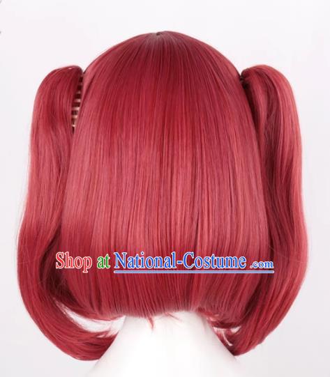 Kurosawa Ruby Water Ball Aqours Small Tiger Mouth Clip Mixed Dark Red Cosplay Anime Wig