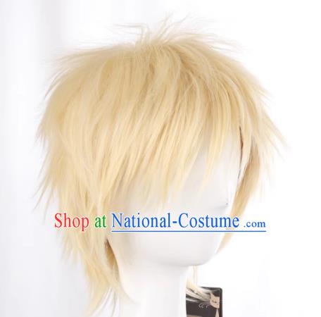 Cos Wig Volleyball Boy Tsukishima Hotaru Light Yellow Short Hair Small Broken Up Men Anime Short Hair