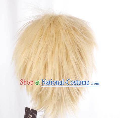 Cos Wig Volleyball Boy Tsukishima Hotaru Light Yellow Short Hair Small Broken Up Men Anime Short Hair