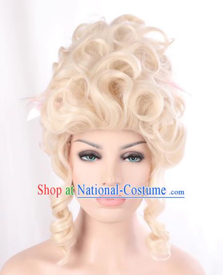 Fluffy European And American Queen Sand Apricot Color Slightly Curly High Temperature Wire Dance Cosplay Cos Wig