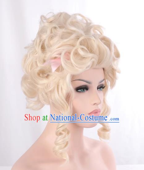 Fluffy European And American Queen Sand Apricot Color Slightly Curly High Temperature Wire Dance Cosplay Cos Wig