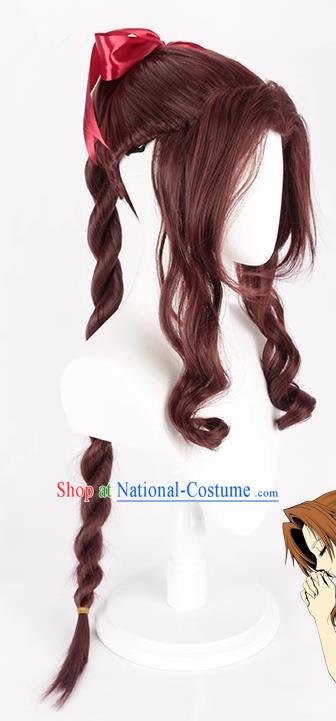 Strapped Split Single Ponytail Final Fantasy Alice Anime Wig Brown Braid