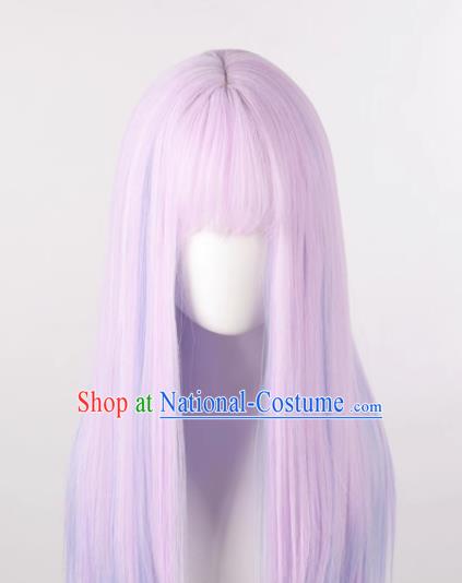 Wig Female Long Hair Long Straight Hair Pink Purple Mixed Blue Gradient Lolita Ladies Lolita Whole Wig