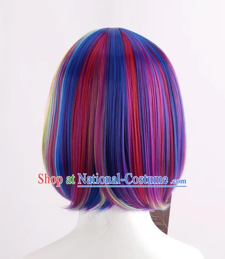 Rainbow Color Bob Hair Student Bobo Wig Color Masquerade Fans Cos Short Straight Hair