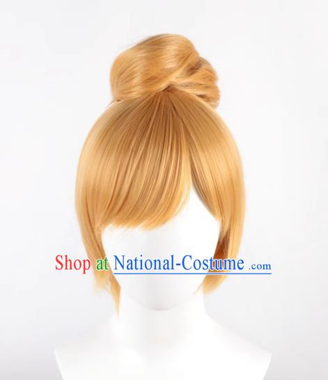 Wonderful Fairy Tinker Bell Animation Wig Golden Single Hair Cosplay Wig