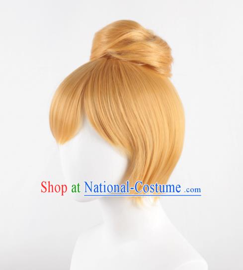 Wonderful Fairy Tinker Bell Animation Wig Golden Single Hair Cosplay Wig