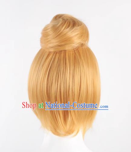 Wonderful Fairy Tinker Bell Animation Wig Golden Single Hair Cosplay Wig