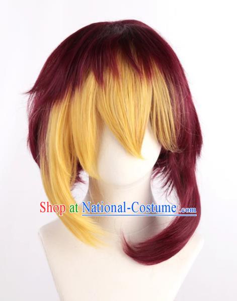 Yu Gi Oh Zexal Yellow Mixed Red Cos Full Fake Hair Anime Male Short Hair Cosplay Wig