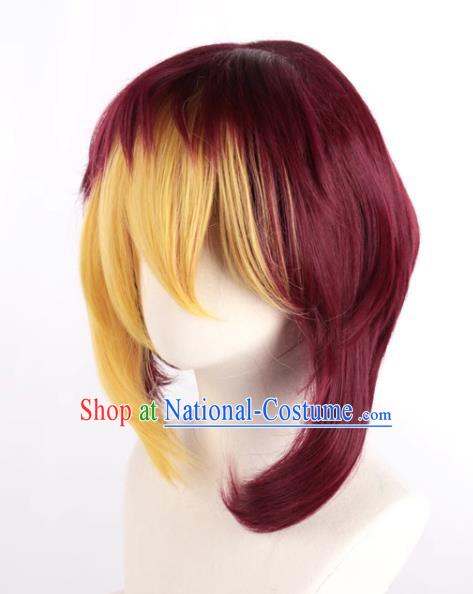 Yu Gi Oh Zexal Yellow Mixed Red Cos Full Fake Hair Anime Male Short Hair Cosplay Wig