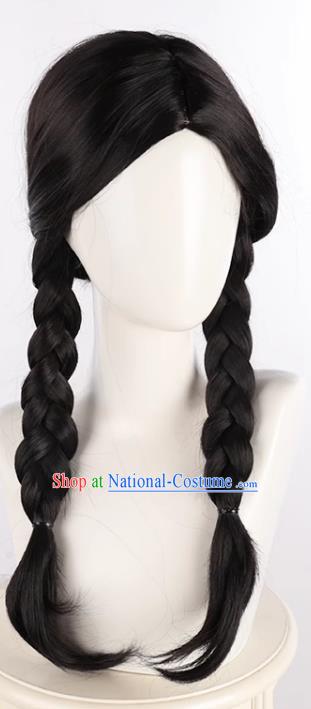 Black Middle Parted Braided Cos Wig