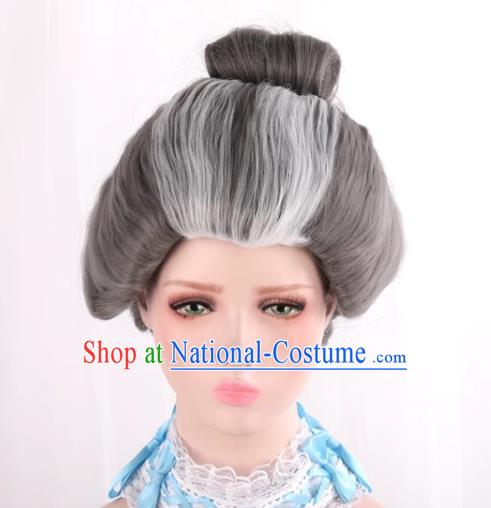 Stepmother Silver Gray Mixed White Animation Stage Play Cosplay COS Wig