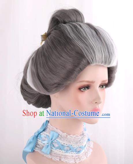 Stepmother Silver Gray Mixed White Animation Stage Play Cosplay COS Wig