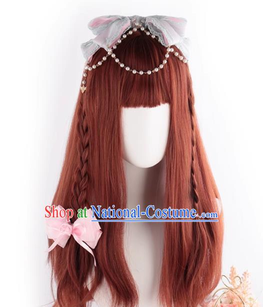 Long Hair Daily Natural Realistic Dirty Orange Long Curly Hair Soft Girl Internet Celebrity Lolita Girl Lo Wig