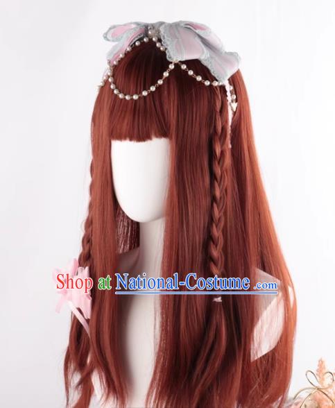 Long Hair Daily Natural Realistic Dirty Orange Long Curly Hair Soft Girl Internet Celebrity Lolita Girl Lo Wig