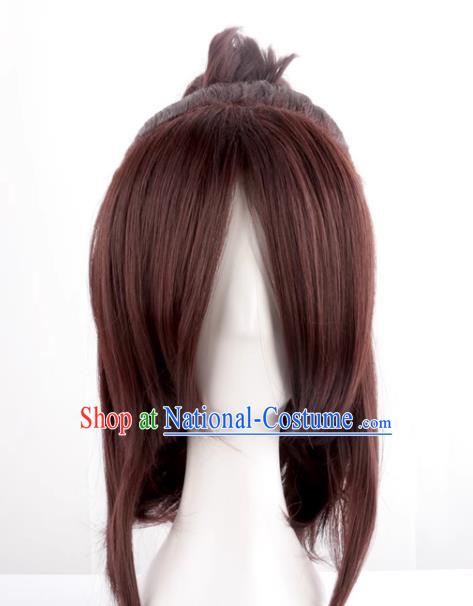 Mixed Brown Single Ponytail Cos Anime High Temperature Silk Wig