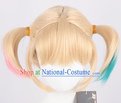 Harley Quinn Gradient Short Ponytail Cosplay Anime Wig