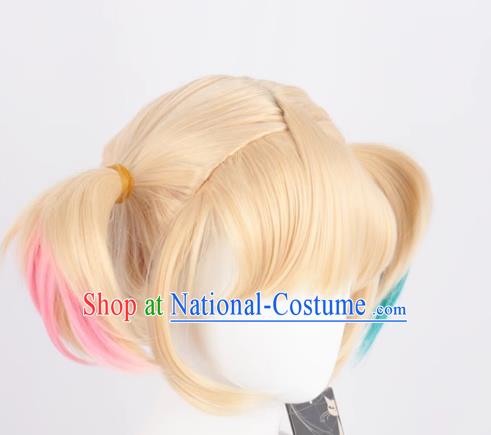 Harley Quinn Gradient Short Ponytail Cosplay Anime Wig