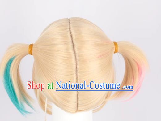 Harley Quinn Gradient Short Ponytail Cosplay Anime Wig