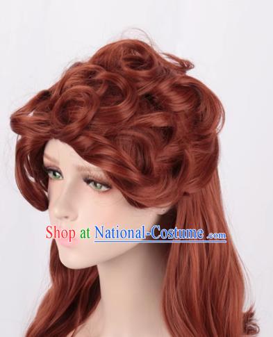 Retro Style Brown High Top Curly Hair Ladies Medium Long Hair Lady Dance Performance Photo Cos Wig