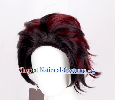 Demon Slayer Cos Tanjiro Kamado s Gradient Back And Reverse Style Anime Wig