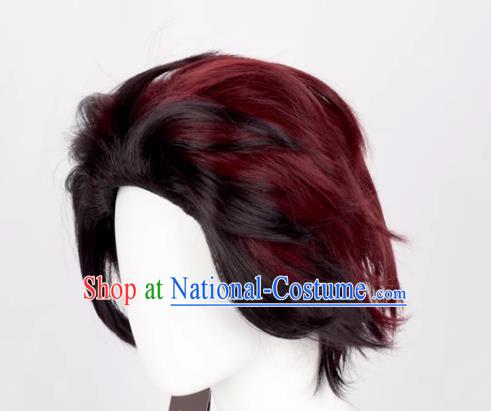 Demon Slayer Cos Tanjiro Kamado s Gradient Back And Reverse Style Anime Wig