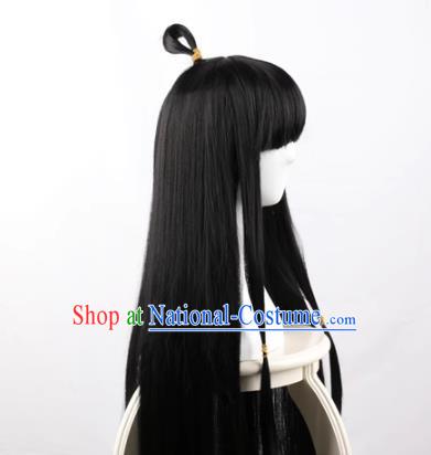 Ayari Maya Cos Fake Hair Black 100cm Female Full Bangs Long Straight Hair Cosplay Wig